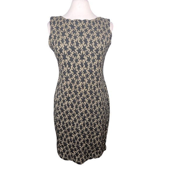 Vintage Metallic Gold & Black Star Print Knit Low V-Back Dress Jumper - Picture 1 of 5